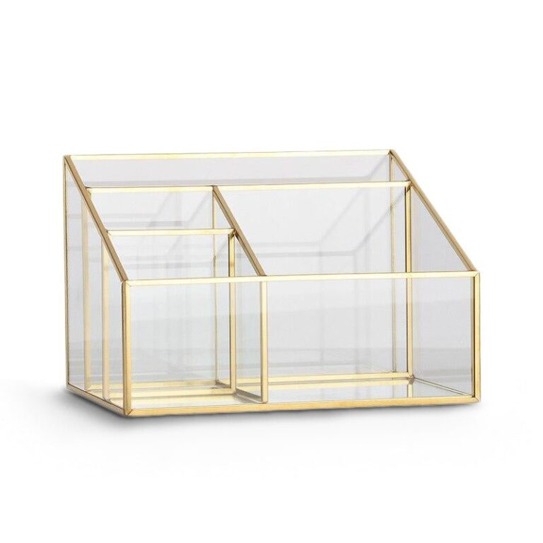 Genomskinlig glas sminkförvaring