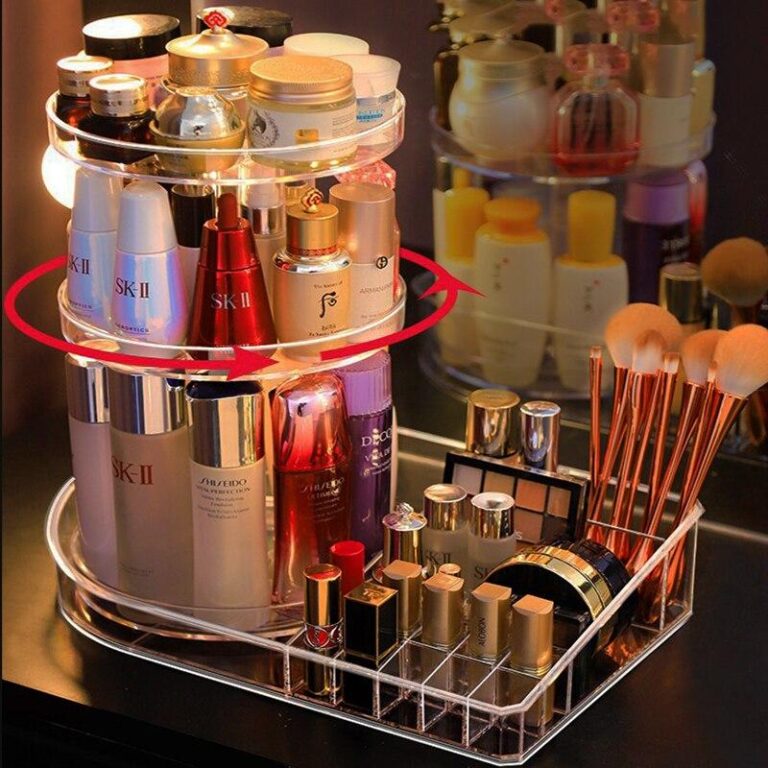 Genomskinlig roterande sminkförvaring