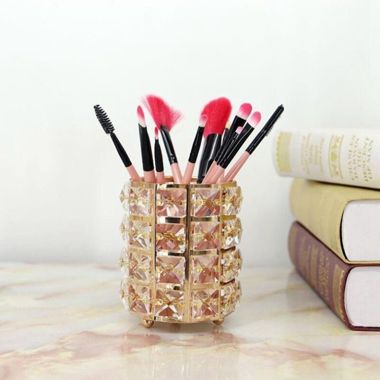Alternative view of Guldig kristall sminkpenslar kruka